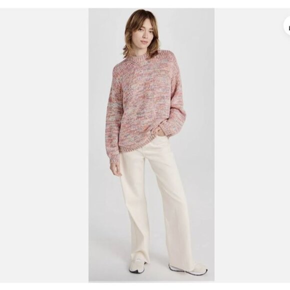 NWT Velvet By Graham & Spencer Women's XL Tri Knit Sweater Alpaca Wool Pink Blue - Picture 3 of 12